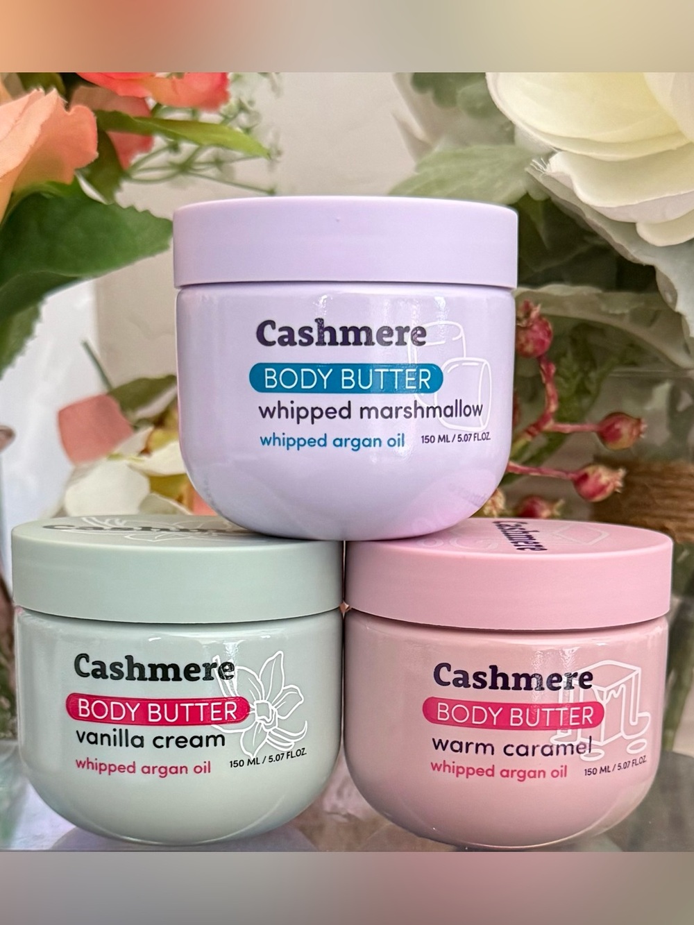 🆕🪷 CASHMERE LIMITED EDITION 3-PIECE BODY BUTTER COLLECTION. BRAND NEW SEALED.